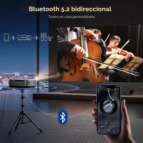 Miniatura 7 de [1200 ANSI y audio de DBX-TV] Proyector Alvar con WiFi 6 y Bluetooth, altavoces de 30 W, certificado NetfIix y proyector de audio DoIby