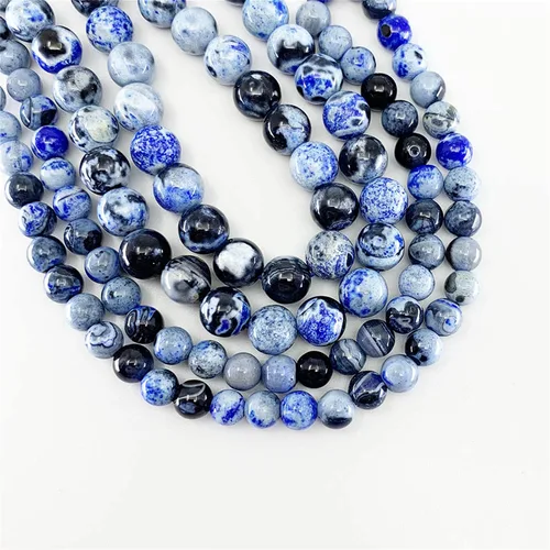 Miniatura 8 de 4 6 8 10 0.472 in cuentas de piedras preciosas naturales redondas de piedra suelta para bricolaje pulsera, collar, pendientes, joyería artesanía Azul