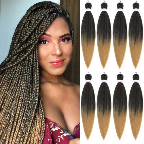 Miniatura 27 de Alrence Cabello estirado para hacer trenzas, trenza larga de 30 pulgadas, 8 paquetes, extensiones profesionales de trenzado de cabello sintético, 1b#