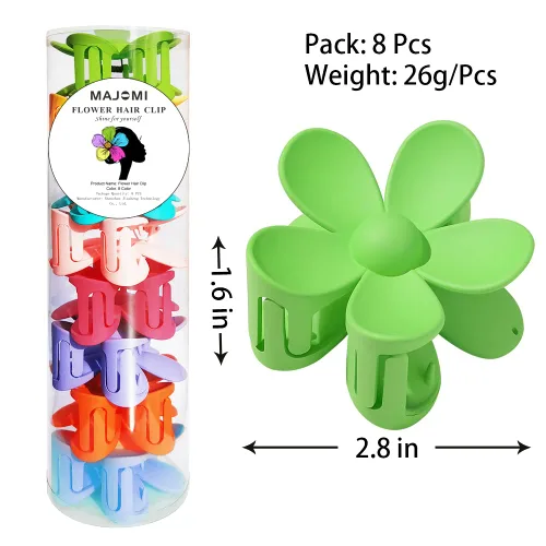 Miniatura 2 de Pinzas para el pelo de flores, 8 unidades, lindas pinzas para el cabello, pinzas para el cabello mate, pinzas de garra grande, sujeción fuerte