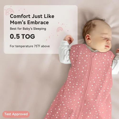 Miniatura 5 de Unnivoll - Saco de dormir para bebé de 18 a 24 meses, paquete de 3 unidades, 100 % de algodón, ligero, con un TOG de 0.5, manta portátil para bebé