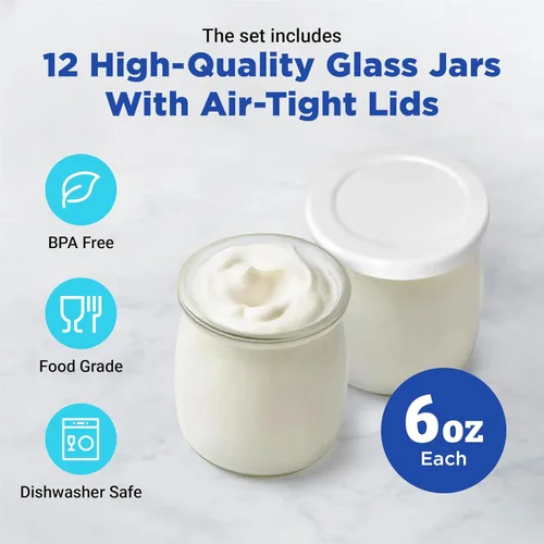 Miniatura 7 de Ultimate Probiotic Yogurt Maker XL, control de tiempo y temperatura ajustable, 50% más de capacidad con 12 frascos de yogur de 6 onzas, hace