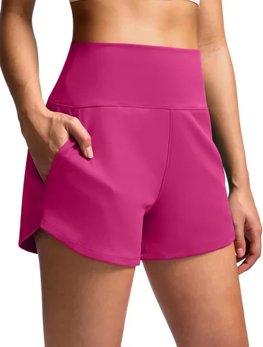 Miniatura 25 de Soothfeel Pantalones cortos deportivos de cintura alta para mujer, 3.5 pulgadas, control de abdomen, cómodos, para entrenamiento, gimnasio