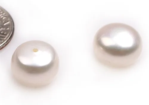 Miniatura 2 de 27 pares de perlas cultivadas de agua dulce de grado AAA de 0.394 pulgadas (0.394 in), color gris medio perforado para hacer aretes y joyas (blanco)