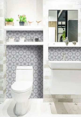 Miniatura 3 de Mi Alma Calcomanías de azulejos en blanco y negro – Calcomanías de azulejos para despegar y pegar, juego de 24 piezas, 5 x 5 pulgadas, calcomanías