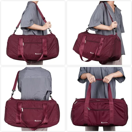 Miniatura 6 de Bolsa deportiva de gimnasio con bolsillo húmedo y compartimento para zapatos, bolsa de yoga ligera para hombres y mujeres, 2-Wine Red-Nueva versión