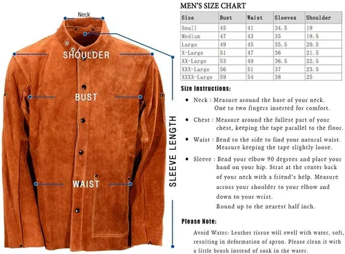 Miniatura 2 de QeeLink Chaqueta de trabajo de soldadura de cuero con delantal de pierna dividida, resistente al fuego, resistente al fuego, chaquetas de soldador