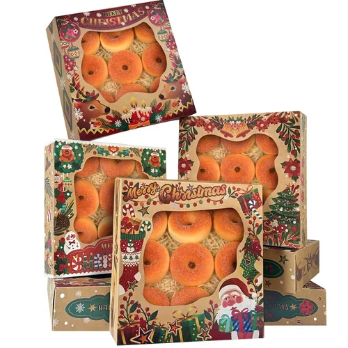 Miniatura 14 de qiqee Cajas de Galletas de Acción de Gracias con Ventana para Dar Regalos Cajas de Golosinas de Otoño 10x10x2.5 pulgadas 30 Paquetes Caja de Día
