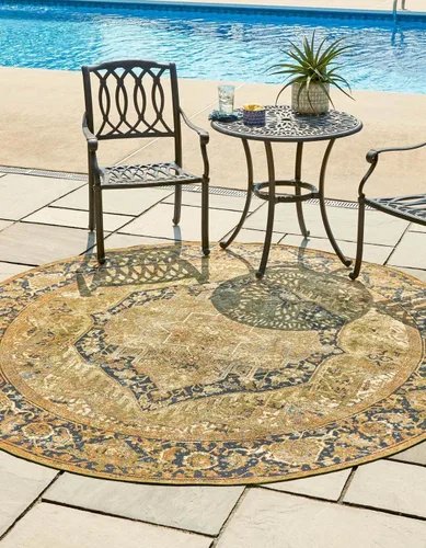 Miniatura 17 de Unique Loom Outdoor Traditional Collection - Alfombra de área - Nosara (4 pies 1 pulgada x 6 pies 1 pulgada, rectangular, azul/azul claro)