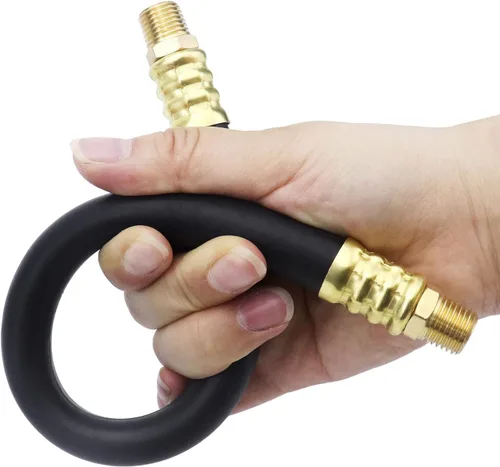 Miniatura 3 de Manguera para compresor de aire QWORK, manguera de aire de 3/8" x 15", presión máxima de trabajo de 300 PSI, conexiones de 1/4" macho NPT a 1/4