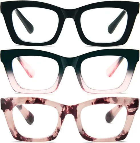 Miniatura 14 de Gafas de lectura para mujer, estilo Oprah, de gran tamaño, con bisagra de resorte cuadrada, lentes de bloqueo de luz azul