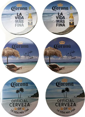 Miniatura 2 de Juego de 6 posavasos Corona con soporte de metal de pie, escena marina