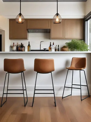 Miniatura 10 de YaFiti - Juego de 2 sillas de comedor de 18 pulgadas, sillas modernas tapizadas para comedor con cojines de piel sintética y patas de metal, silla