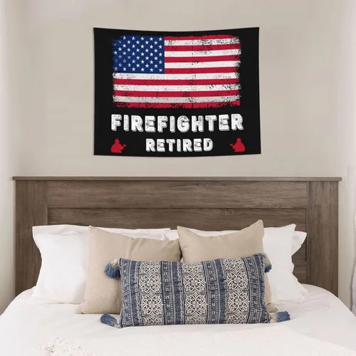 Miniatura 4 de Póster de tapiz de bandera retirada de bombero, 29 x 37 pulgadas, decoración del hogar, decoración para colgar en la pared, decoración de fondo