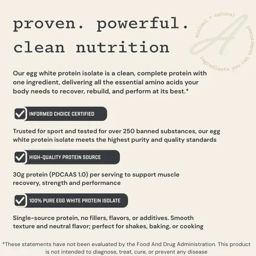 Miniatura 4 de Aislado de proteína de clara de huevo de Anea, sin sabor, 1.06 oz de proteína, sin grasa, 0.21 oz de BCAA Perfil completo de aminoácidos Sin