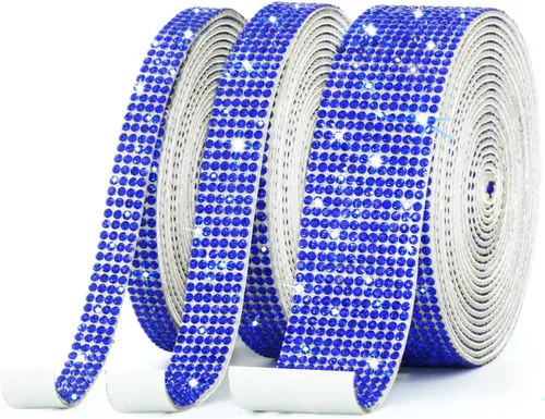 Miniatura 8 de 3 rollos de 8 m de cinta autoadhesiva de diamantes de imitación con cristal - Rollo de envoltura de pegatinas de diamantes brillantes DIY