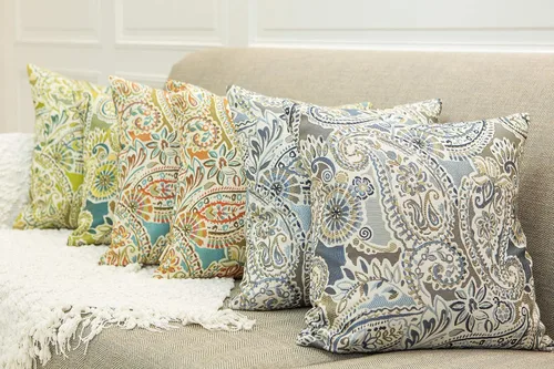Miniatura 6 de Mika Home Paquete de 2 Fundas de Almohadas Decorativas Fundas de Cojines, Patrón Paisley, 18X18 Pulgadas, Azul Marrón Crema Multicolor