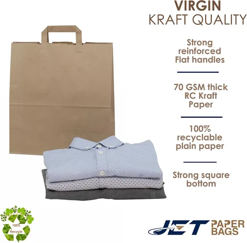 Miniatura 5 de JET PAPER BAGS - Bolsas de papel marrón grandes de 13 x 6 x 15 pulgadas con asas Prime (marrón, 13 x 6 x 15 pulgadas (paquete de 25))
