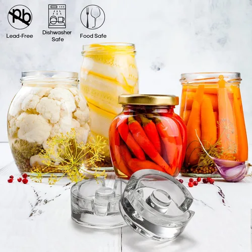 Miniatura 5 de Paquete de 9 pesas de fermentación con mango de fácil agarre, kit de fermentación de vidrio, tapas de fermentación para frascos Mason de boca ancha