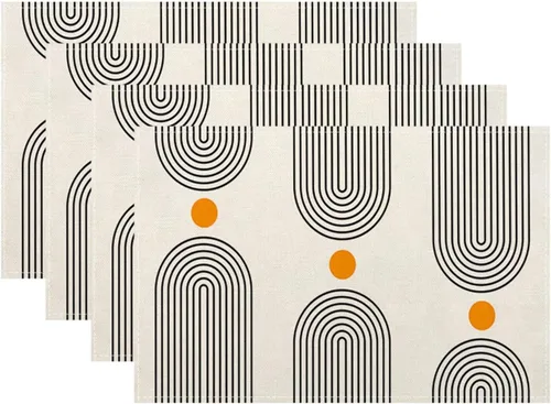 Miniatura 19 de Juego de 4 manteles individuales florales de 12 x 18 pulgadas, diseño de flores silvestres, acuarela, lavables, manteles decorativos de tela de lino