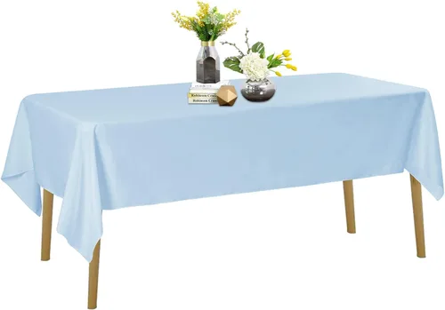 Miniatura 88 de Mantel de poliéster lavable de 90 pulgadas, resistente a las manchas y a las arrugas, mantel decorativo para mesa de comedor, fiestas de bufé y Negro