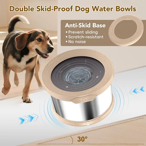 Miniatura 4 de UPSKY Cuenco de agua para perros sin derrames 8L acero inoxidable, 2.1 galones gran capacidad cuencos para perros a prueba de derrames