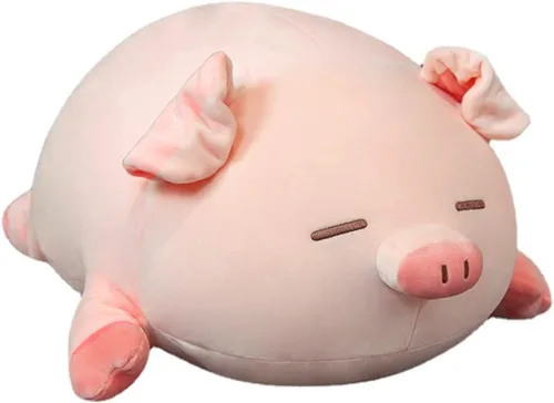 Miniatura 7 de MDXMY Almohada de peluche de cerdo de cerdo, almohada suave y gruesa para abrazar, juguetes lindos para niños y niñas (ojos redondos, 15.7 pulgadas)