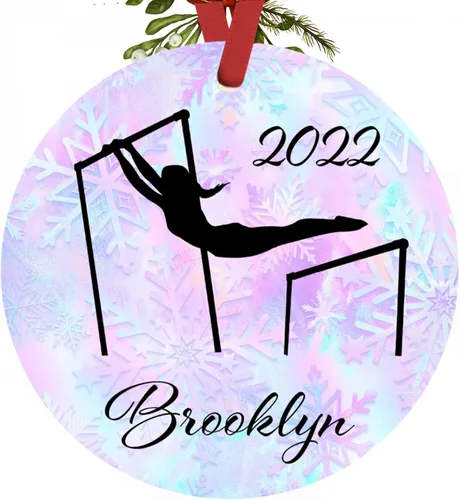 Adorno de gimnasia personalizado, colgante con árbol de Navidad, decoración del hogar, adorno de vacaciones, adornos de Navidad de gimnasta, regalo