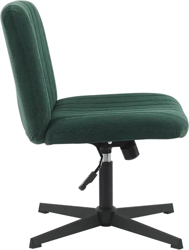 Miniatura 6 de Silla de escritorio sin reposabrazos, sin ruedas, silla de oficina tapizada de terciopelo ancho, patas cruzadas, asiento grande, altura ajustable