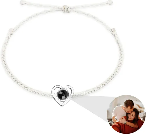 Miniatura 11 de JINLIN Pulseras de proyección personalizadas, pulseras de fotos personalizadas para mujeres y hombres, pulsera con texto en inglés "I Love You
