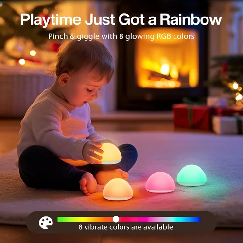 Miniatura 4 de Luz nocturna de bebé para guardería, lámpara de noche de silicona suave con control táctil con 8 cambios de color, atenuación continua, luz nocturna