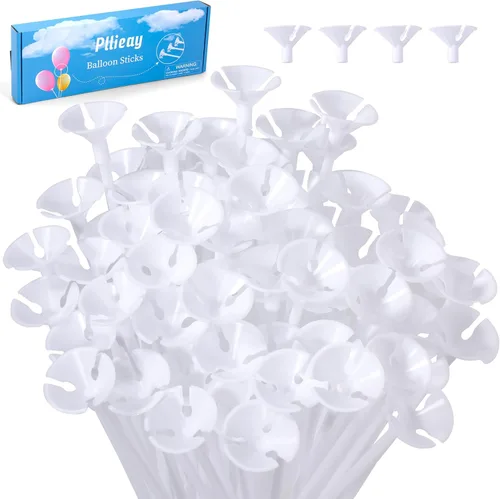 Pllieay 100 soportes para palos de globos blancos con tazas para bodas, fiestas y decoración