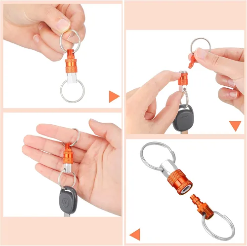 Miniatura 5 de Tallew Paquete de 6 llaveros de liberación rápida desmontables, acoplador desmontable con 2 anillos divididos