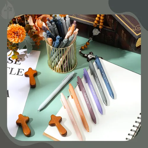 Miniatura 6 de Yeaqee 70 bolígrafos cristianos con versículos bíblicos, regalo con cita inspiradora, divertidos bolígrafos retráctiles motivacionales, tinta negra