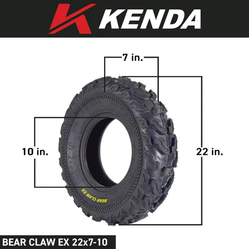 Miniatura 2 de Kenda Bearclaw EX K573-22x7-10 - Neumáticos delanteros para vehículos todo terreno (ATV), UTV y lado a lado (SxS), 6 capas, Bear Claw EX 22x7x10