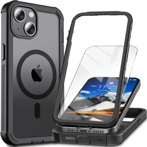 Miniatura 13 de Funda magnética para iPhone 13 Pro Max, protector de pantalla, compatible con MagSafe, protección contra caídas de grado militar, protección