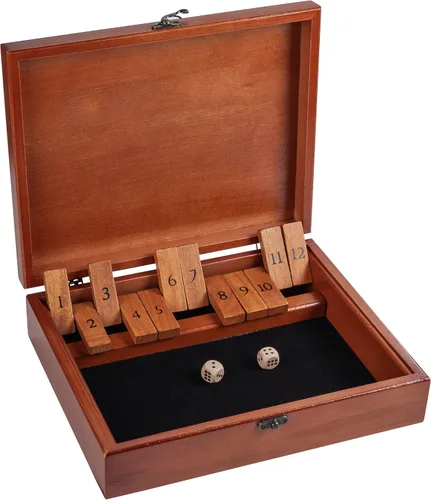 Miniatura 11 de WE Games Juego de mesa de 12 números Shut The Box - Caja de madera teñida negra con tapa