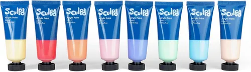 Miniatura 2 de Sculpd Juego de pintura acrílica, 8 tubos de 0.7 fl oz de acrílico de color premium, cuerpo pesado y colores vibrantes, pintura sobre arcilla seca