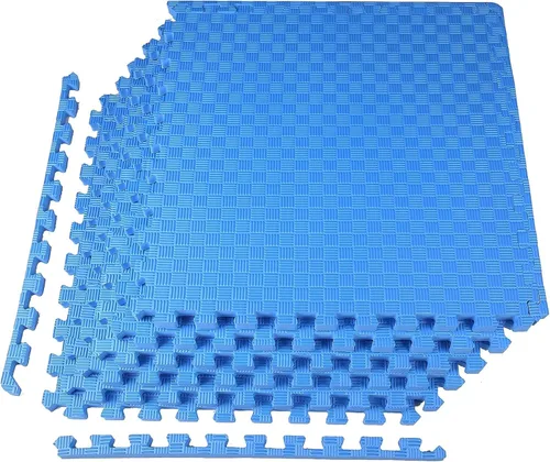 Miniatura 10 de BalanceFrom Baldosa de Espuma EVA Entrelazada para Ejercicio de 24 x 24 pulgadas – Suelo de Rompecabezas Antideslizante para Gimnasio en Casa, Azul