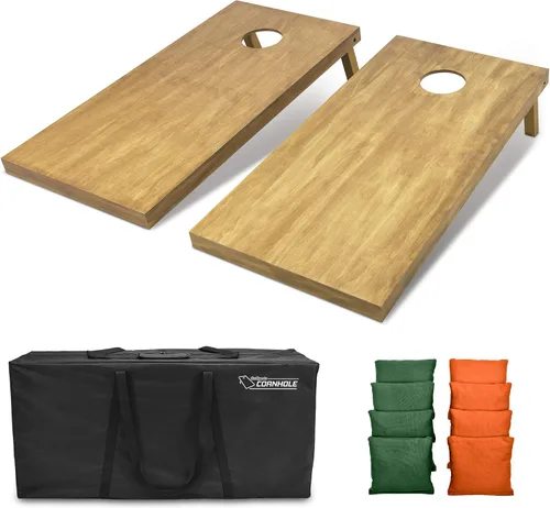 Miniatura 83 de GoSports 4 ft x 2 ft Regulation Size Wooden Cornhole Boards Set with Light Brown Finish - Includes Carrying Case and Bean Bags Negro- gris