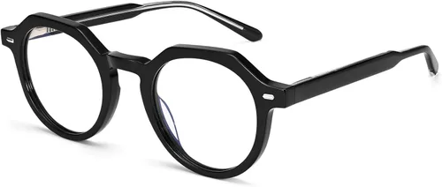 Dollger Gafas de Bloqueo de Luz Azul para Hombres y Mujeres, Marco Grueso, Redondo, Sin Receta, Para Trabajo en Computadora y Juegos
