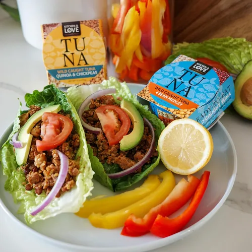 Miniatura 6 de Kitchen & Love Atún salvaje con lentejas, frijoles rojos, frijoles blancos y garbanzos en aceite de oliva, sin gluten, 0.78 oz de proteína por