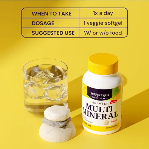 Miniatura 4 de Healthy Origins Quelated Multi Mineral, 240 cápsulas vegetales – Con Albion Minerals TRAACS High Bioavailability Complex – Apoya la salud ósea