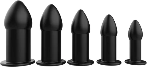 AMAZBEE Juego de 5 tapones anales de silicona suave, dilatador anal hueco para adultos, juguete sexual anal, kit de bondage para hombres, mujeres y