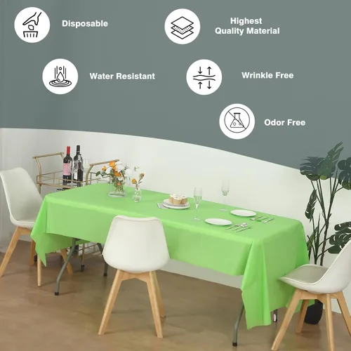 Miniatura 2 de Rollo de plástico para cubierta de mesa color verde manzana, 40 pulgadas x 100 pies, rollo de plástico resistente para cubierta de mesa de banquetes