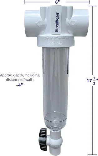 Miniatura 2 de Kleenwater Conexión deslizante de PVC de 2 pulgadas, 100 GPM, pantalla de malla inoxidable 250, filtro de arena y sedimentos giratorio para toda