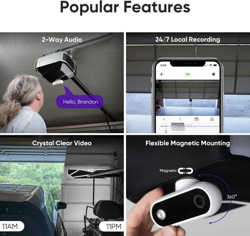 Miniatura 7 de OCCHI Abridor inteligente de puerta de garaje con cámara, control inteligente de garaje, compatible con Seguridad+ 2.0, detecta el estado