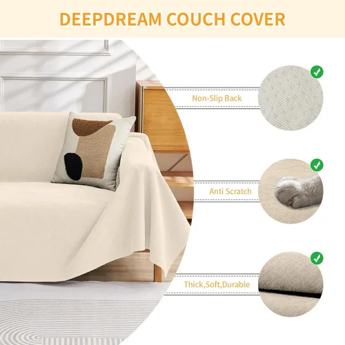 Miniatura 3 de Warmstar Couch Protector from Cat Claws, Waterproof Couch Cover Anti Slip,Couch Cover 3 Cushion Sofa Washable,Anti-Scratch Pet Sofa Cover Heavy Beige