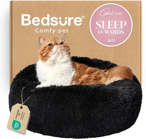 Miniatura 38 de Bedsure - Cama relajante para perro mediano, lavable, tipo dona, cama para gato, antideslizante, redonda, afelpada, mullida, de piel sintética