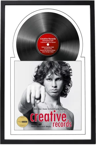 Miniatura 8 de Creative Picture Frames Marco de vinilo Jukebox de 16 x 24 pulgadas con paspartú doble doble blanco-negro, marco de álbum de discos LP
